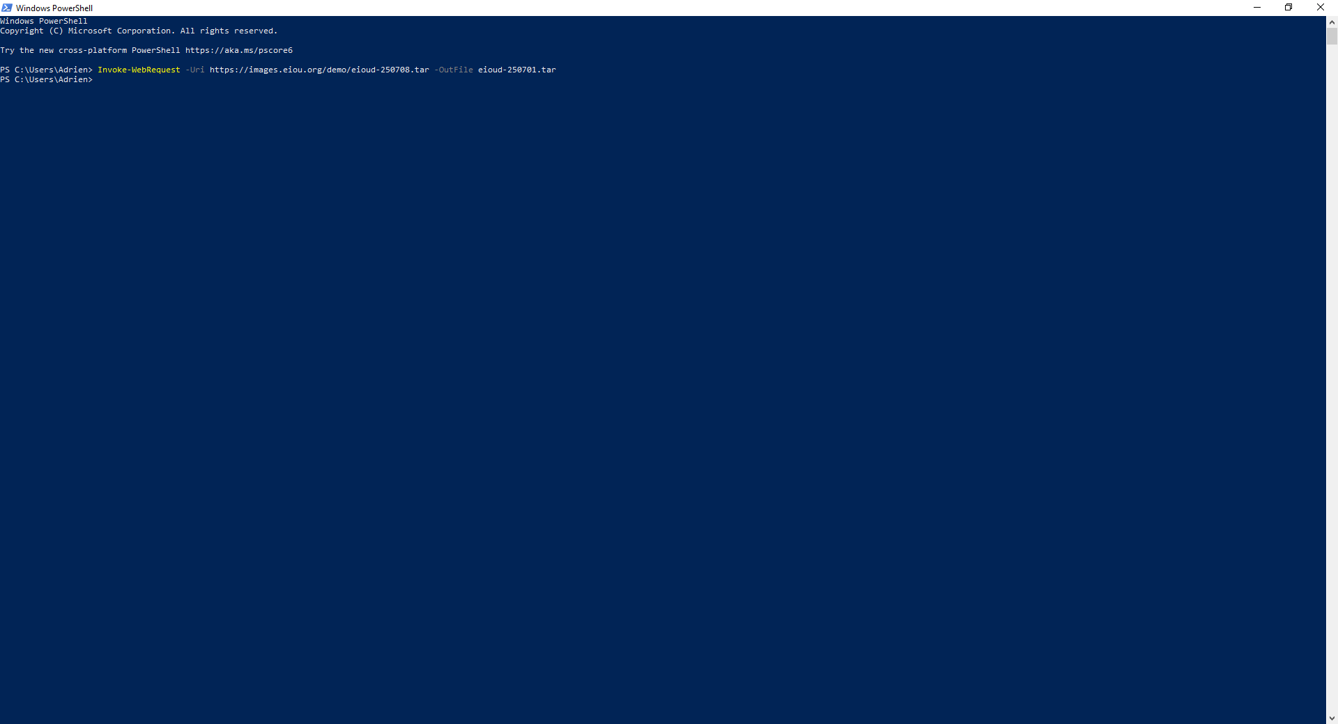 Docker setup step 1 Windows PowerShell example