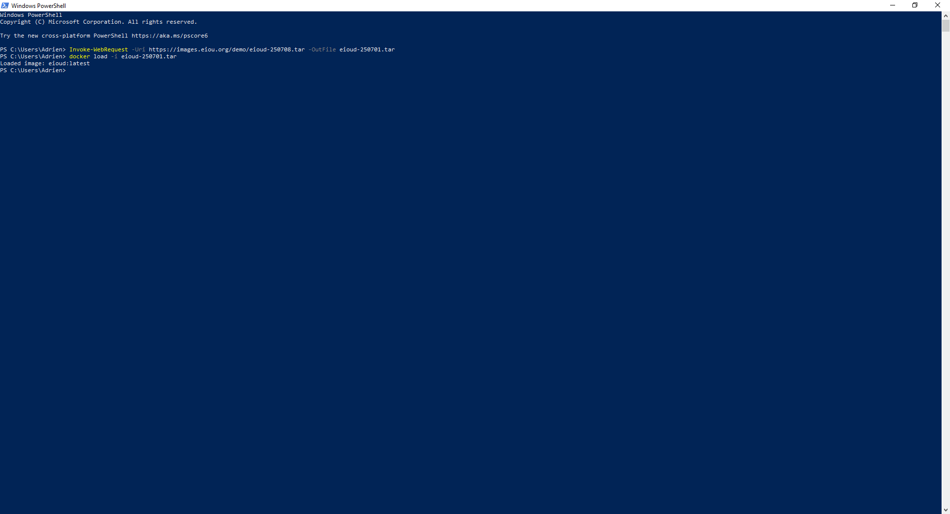 Docker setup step 2 load the docker image example