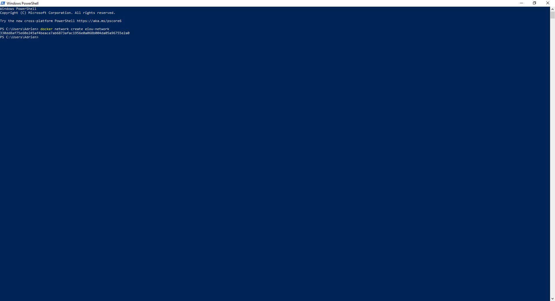Docker setup step 3 create a private network example