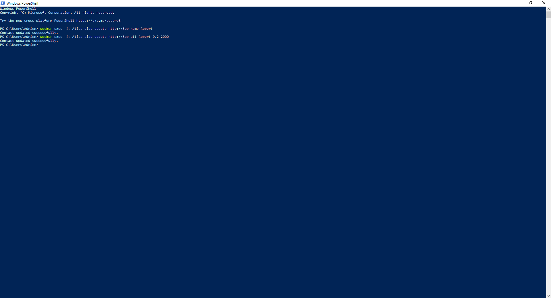 Tutorials contacts update contact bob update all example