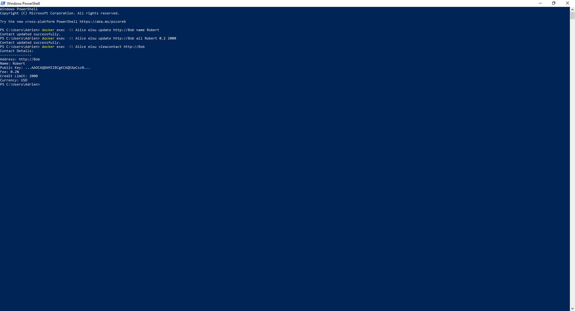 Tutorials contacts update contact verify bob update all example
